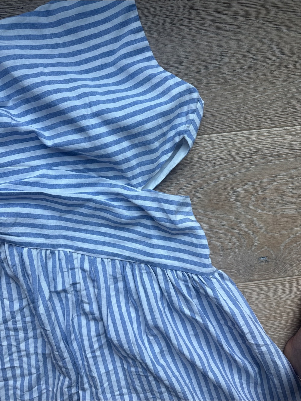 Blue & White Striped One-Shoulder Cutout Maxi Dress | Summer Resort Coastal - Picture 4 of 5